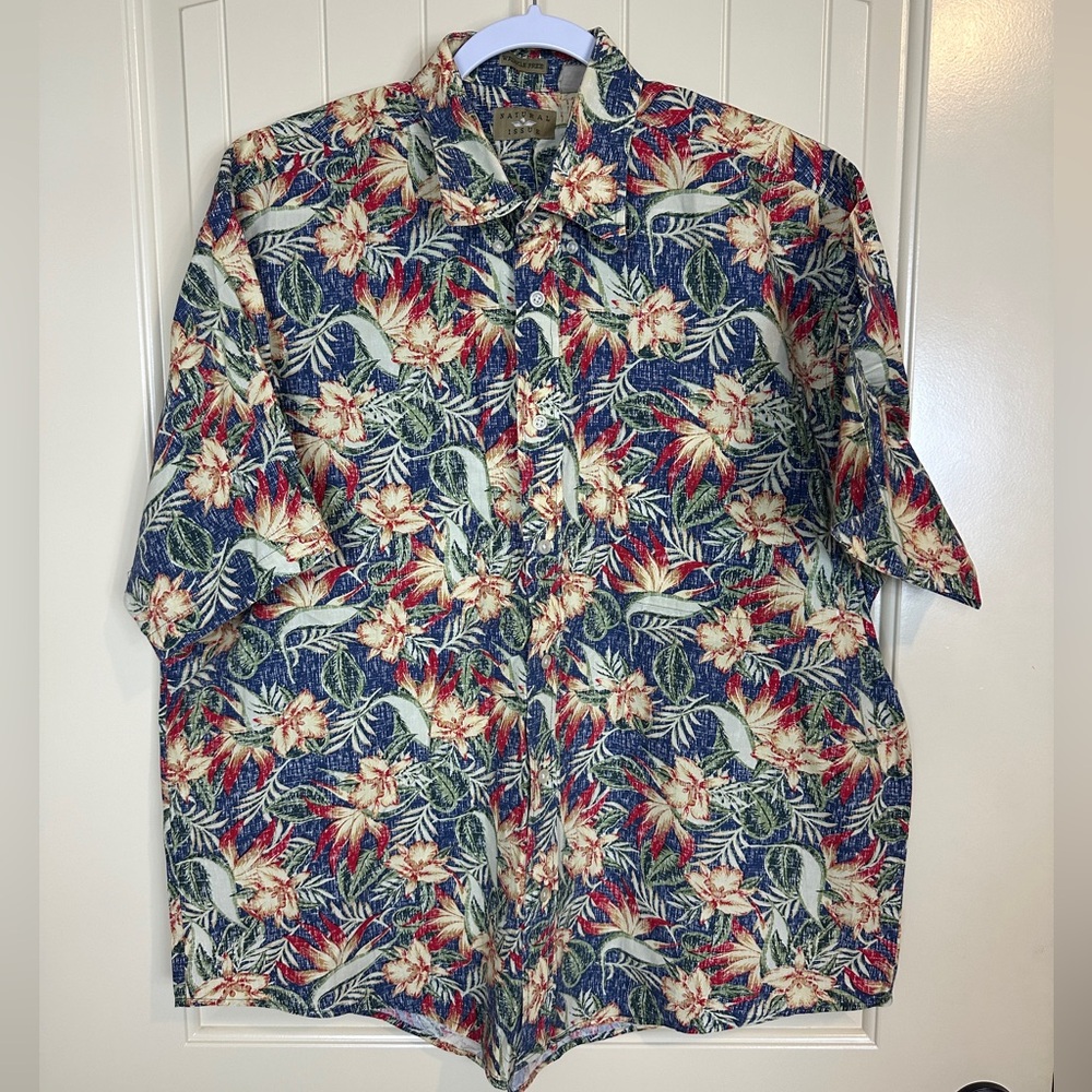 Natural Issue Aloha Hawaiian floral‎ print ss wrinkle free button up shirt sz XL